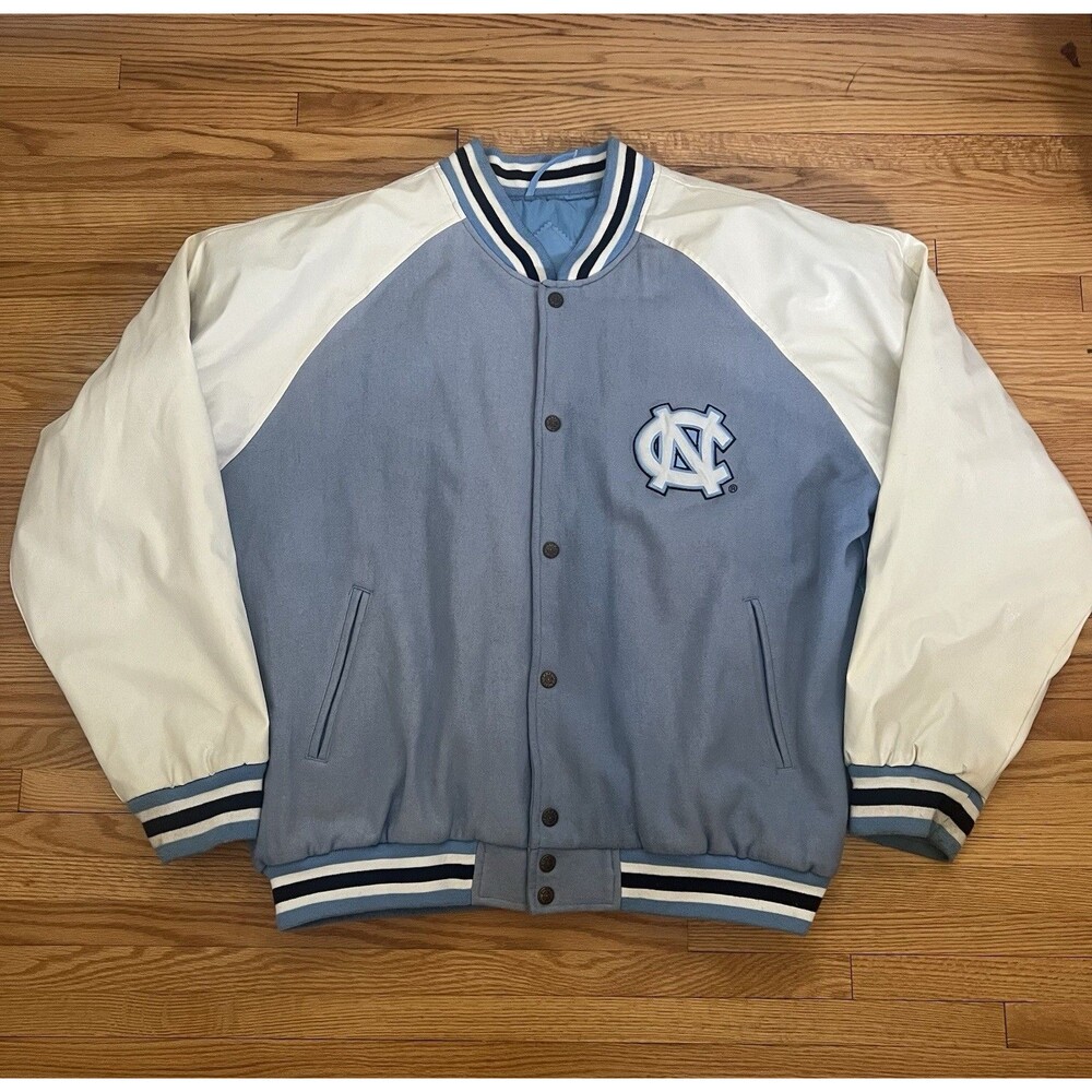 North Carolina Tar Heels Jacket Mens XL Blue White NCAA Steve & Barry's Varsity